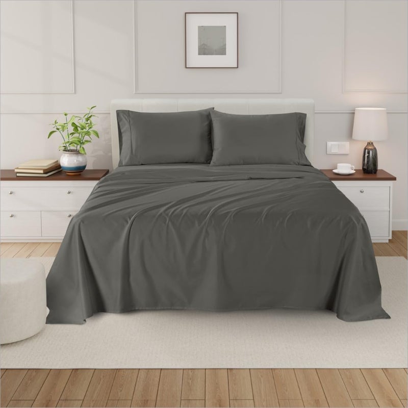 Minor Monkey 100% Egyptian Cotton Sheets Queen Size, 1000 Thread Count Luxury Breathable Sheet, 4Pc Queen Size Bed Sheet Set, Long Staple 16" Deep Pocket Sheets Set: Dark Grey - Image 2